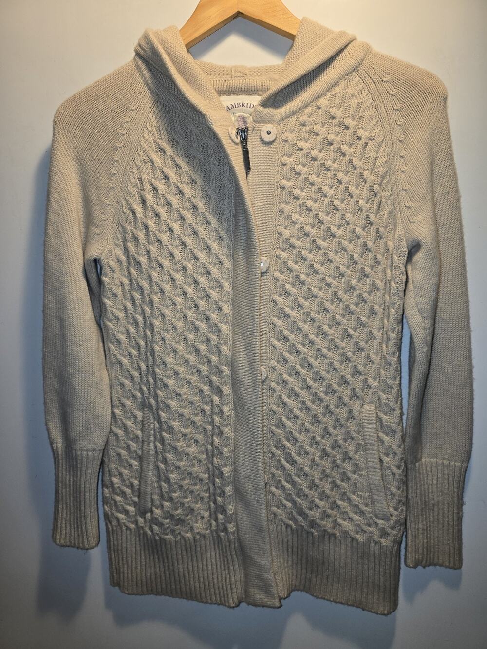 CAMBRIDGE Dry Goods Zip Cable Knit Hooded Sweater, Women's Size M cozy fuzzy lux